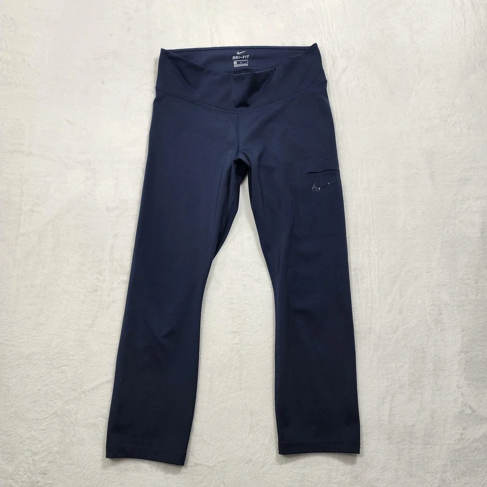 Nike Leggings Womens L Blue Cropped Skinny‎ Dri-FIT Pocket Yoga Gym Running